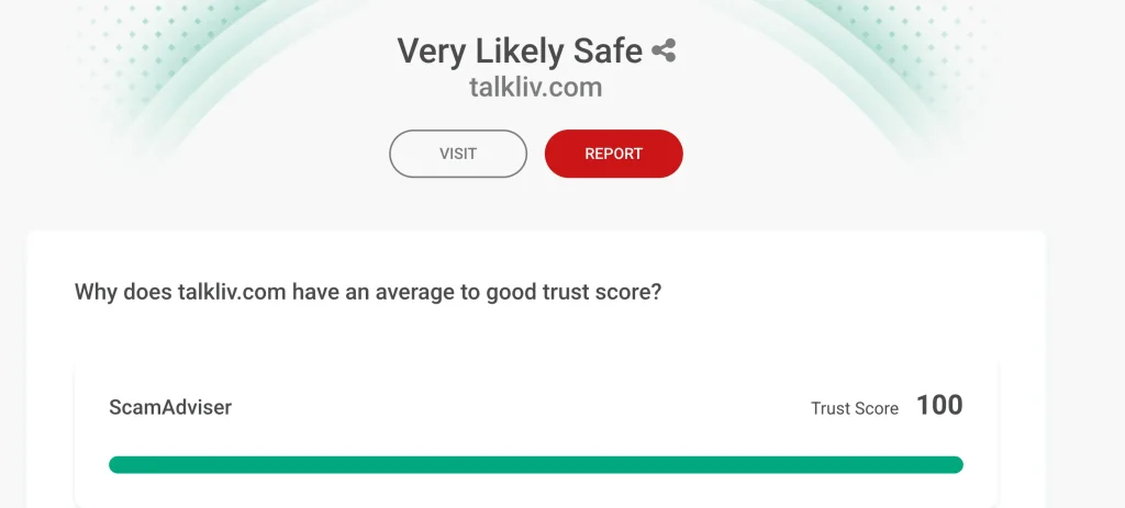 Talkliv Rating on Scamadviser
